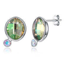 Fashion Colorful Crystal Silver Stud Earrings for Girlfriend